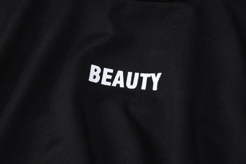 Beauty Print Long Sleeve Stretchy Bodycon Mini Elegant Winter Dress