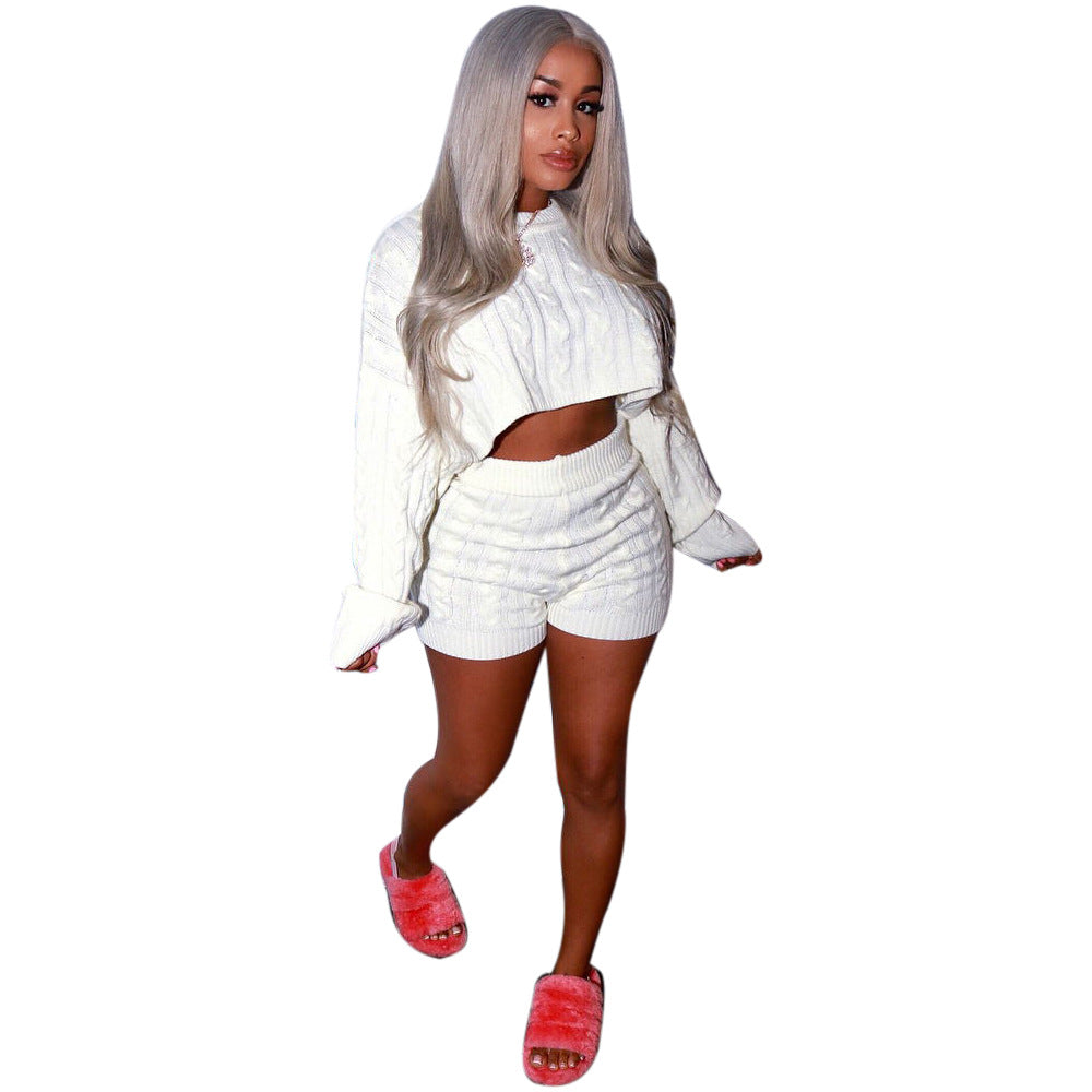 Knit Pullover Cropped Sweater Set (2-Piece)