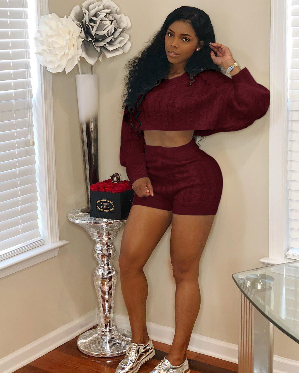 Knit Pullover Cropped Sweater Set (2-Piece)