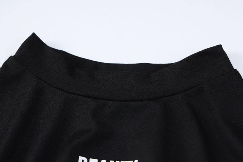 Beauty Print Long Sleeve Stretchy Bodycon Mini Elegant Winter Dress