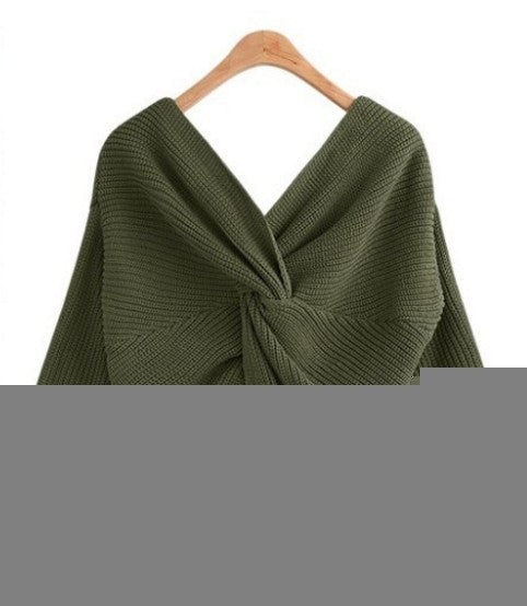 Open-Back Criss-Cross Knit Sweater