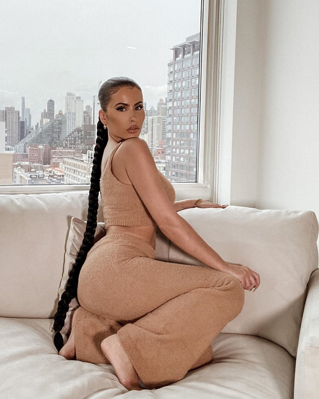 3-Piece Plush Lounge Set with Belt