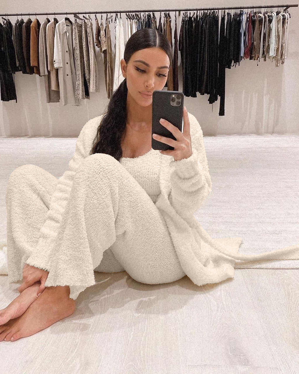 3-Piece Plush Lounge Set with Belt