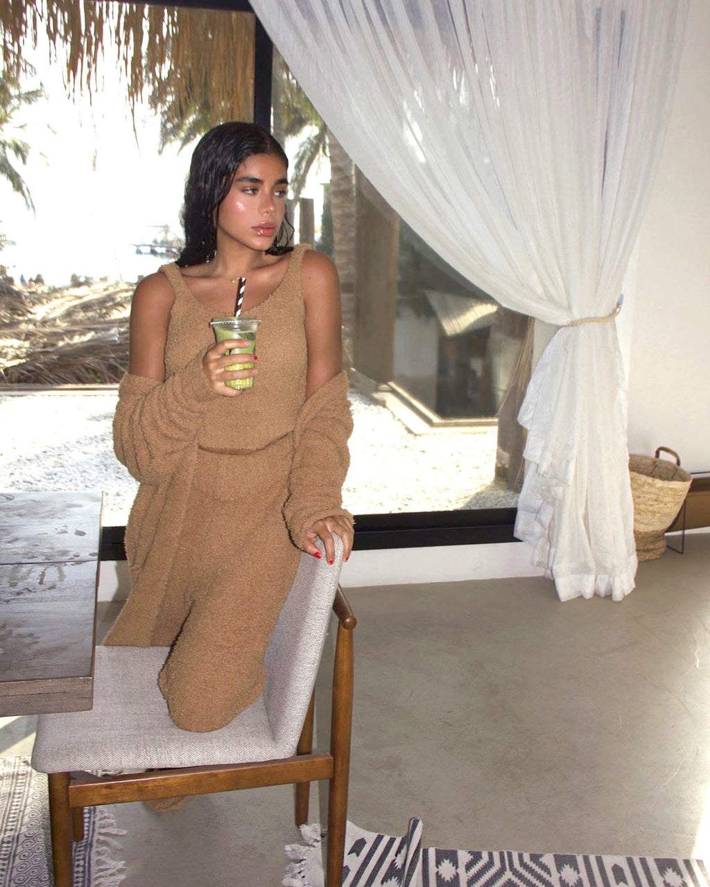 3-Piece Plush Lounge Set with Belt