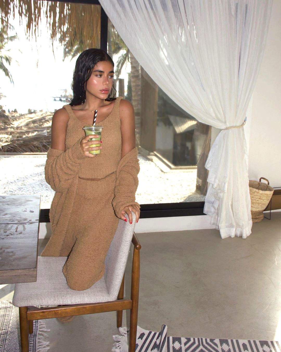 3-Piece Plush Lounge Set with Belt